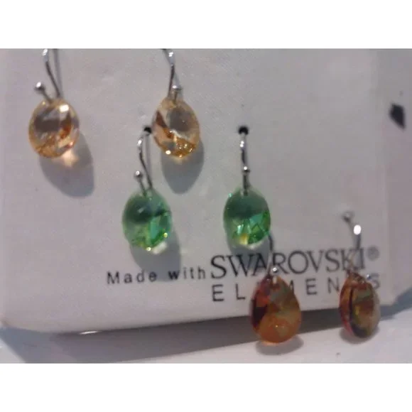 3 Pair Swarovski Elements Crystal Earrings for Sensitive Ears - Picture 4 of 6